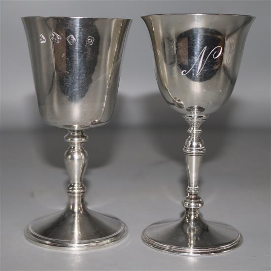 Two modern silver goblets, 5.5in.